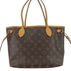 LOUIS VUITTON Brown Monogram Leather Neverfull PM Tote Bag